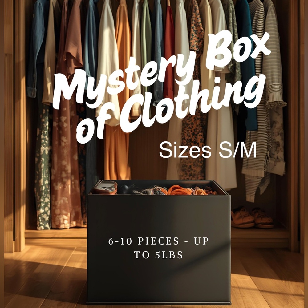 Mystery Box of 6 to 10 Clothing Items Sizes Small and Medium up to 5 lbs
